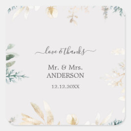 水魅力的色の緑の金ゴールド結婚 スクエアシール