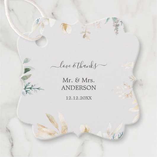 水魅力的色の緑の金ゴールド結婚 フェイバータグ (正面)