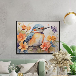 水魅力的色の鳥のフローラ愛好家 ポスター