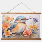 水魅力的色の鳥のフローラ愛好家 吊り下げ型タペストリー (正面)