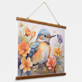水魅力的色の鳥のフローラ愛好家 吊り下げ型タペストリー (傾斜あり)