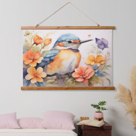 水魅力的色の鳥のフローラ愛好家 吊り下げ型タペストリー