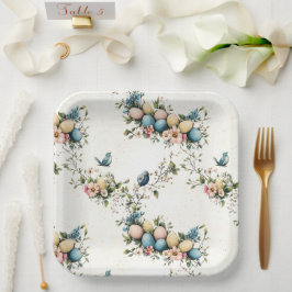 水魅力的色イースターバード&フローラ春 ペーパープレート