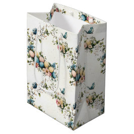 水魅力的色イースターバード&フローラ春 ミディアムペーパーバッグ