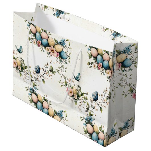 水魅力的色イースターバード&フローラ春 ラージペーパーバッグ (正面アングル)