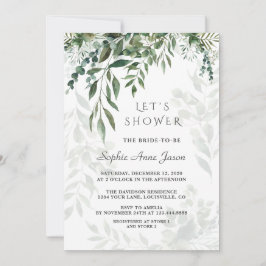 水魅力的色グリーンブライダルシャワー 招待状