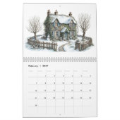 水魅力的色コテージ カレンダー (2月 2027)