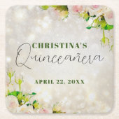 水魅力的色ピンクローズキンセアニラ スクエアペーパーコースター (正面)