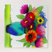 水鮮やか彩花器と花 ジグソーパズル (横)