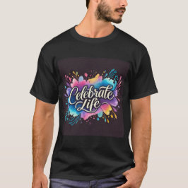 水鮮やか色お祝いデザインメンズTシャツ Tシャツ