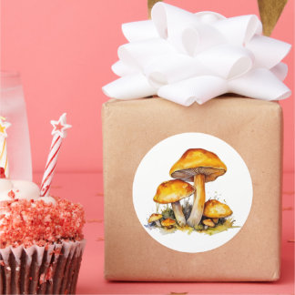 水鮮やか色きのこシール ラウンドシール