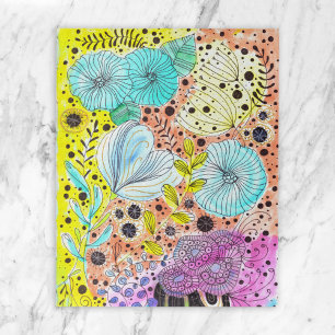 水鮮やか色と水色の花 ジグソーパズル