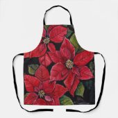 水鮮やか色のポインセチア エプロン (正面)