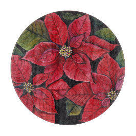 水鮮やか色のポインセチア カッティングボード