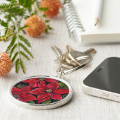 水鮮やか色のポインセチア キーホルダー (側面)