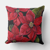 水鮮やか色のポインセチア クッション (正面)