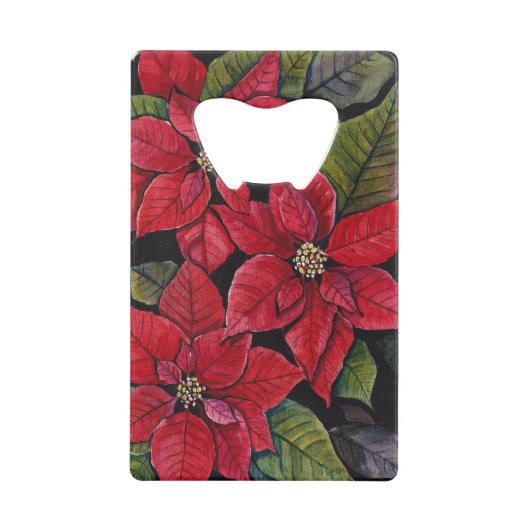 水鮮やか色のポインセチア クレジットカード栓抜き (正面)