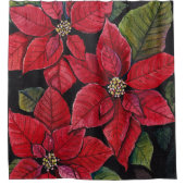 水鮮やか色のポインセチア シャワーカーテン (正面)