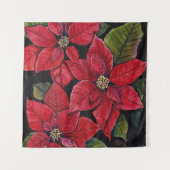 水鮮やか色のポインセチア タペストリー (正面)