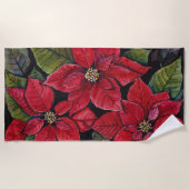 水鮮やか色のポインセチア ビーチタオル (正面)