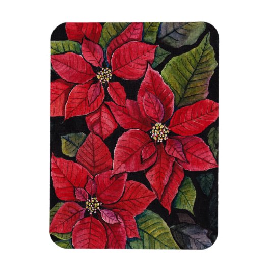 水鮮やか色のポインセチア マグネット (縦)