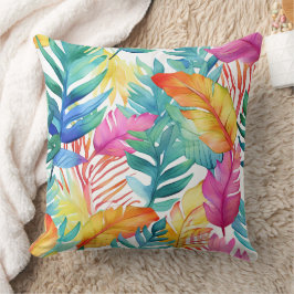 水鮮やか色の熱帯ジャング葉ル クッション