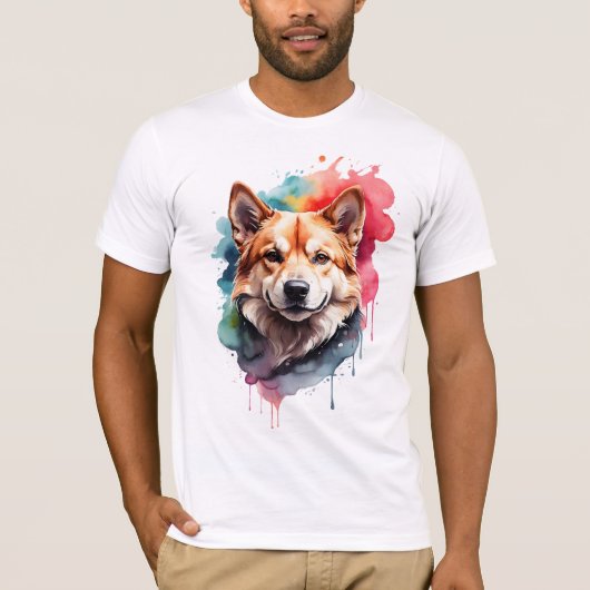 水鮮やか色の犬の忠実なコンパニオンアート Tシャツ (正面)