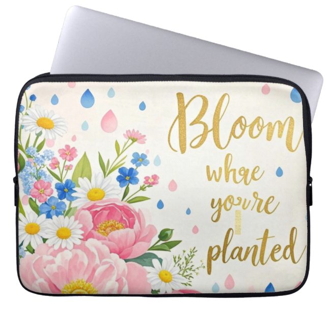 水鮮やか色の花束，デイジー ラップトップスリーブ (正面)