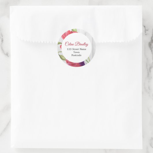 水鮮やか色の赤いポピー絵画ズの住所 ラウンドシール (バッグ)