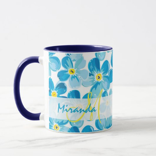 水鮮やか色の青忘れい私は花の名前ではない マグカップ (左)