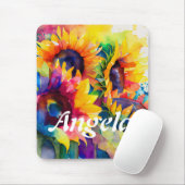 水鮮やか色ひまわり マウスパッド (マウス)