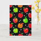 水鮮やか色りんご模様 カード (黄色い花)