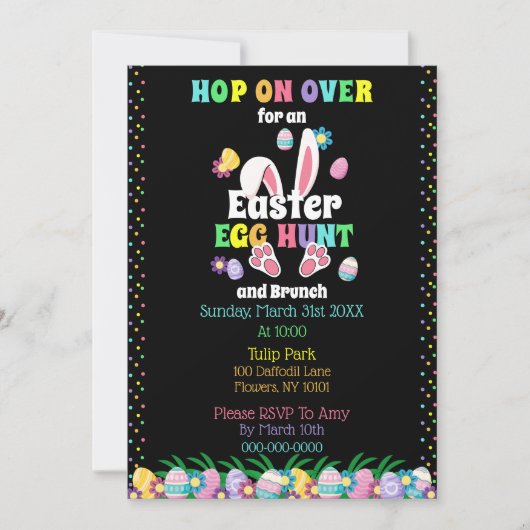 水鮮やか色イースターエッグ狩りとブランチ 招待状 (正面)