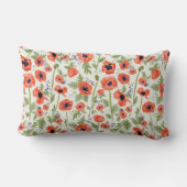 水鮮やか色オレンジケシ花柄 ランバークッション (裏面)