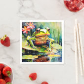 水鮮やか色カエル スタンダードカクテルナプキン (インサイチュ)