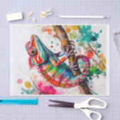 水鮮やか色カメレオン – レインボージャングルアート 薄葉紙 (クラフト)