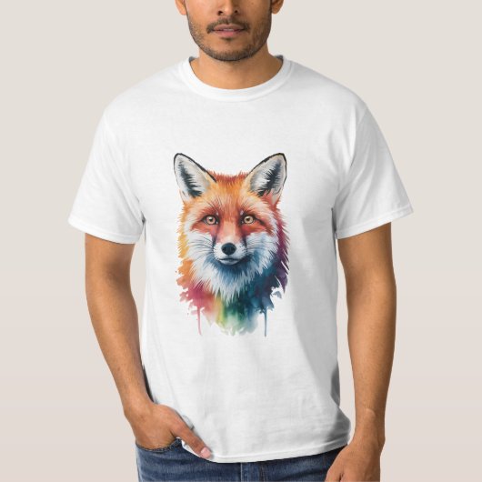 水鮮やか色キツネTシャツ Tシャツ (正面)