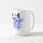 水鮮やか色キャット顔Tシャツ コーヒーマグカップ (正面右)