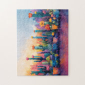 水鮮やか色サボテンと花 ジグソーパズル (縦)