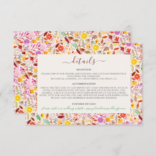 水鮮やか色サマーチューリップ結婚花 エンクロージャーカード (正面/裏面)