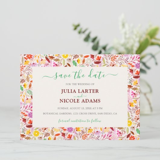 水鮮やか色サマーチューリップ結婚花 セーブザデート (スタンド正面)