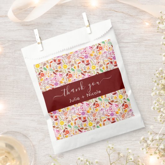 水鮮やか色サマーチューリップ結婚花 フェイバーバッグ (クリップ留めされた状態)