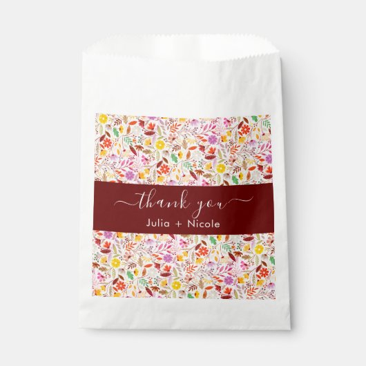 水鮮やか色サマーチューリップ結婚花 フェイバーバッグ (正面)