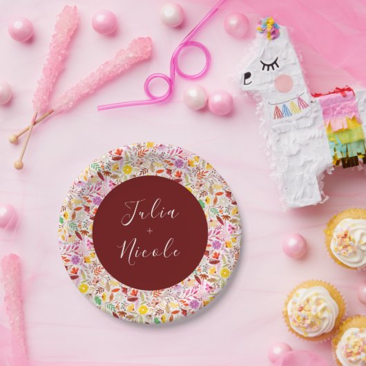 水鮮やか色サマーチューリップ結婚花 ペーパープレート (パーティー)