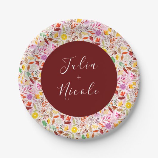 水鮮やか色サマーチューリップ結婚花 ペーパープレート (正面)