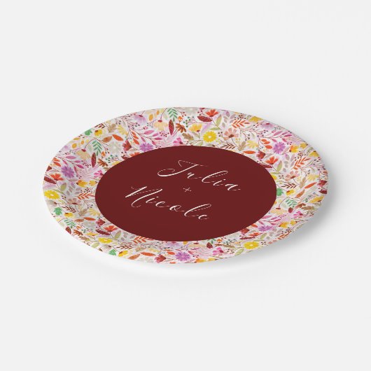 水鮮やか色サマーチューリップ結婚花 ペーパープレート (アングル)