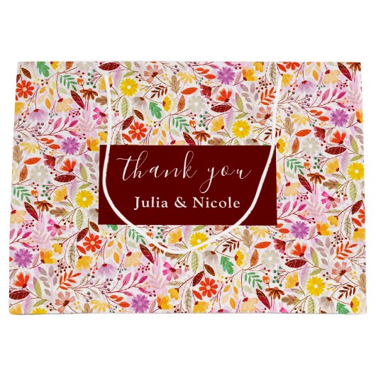 水鮮やか色サマーチューリップ結婚花 ラージペーパーバッグ (正面)