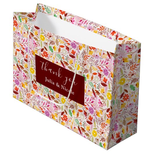 水鮮やか色サマーチューリップ結婚花 ラージペーパーバッグ (正面アングル)