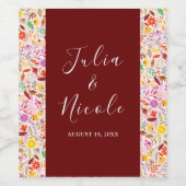 水鮮やか色サマーチューリップ結婚花 ワインラベル (シングルラベル)