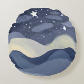 水鮮やか色スター輝く円枕 ラウンドクッション (正面)